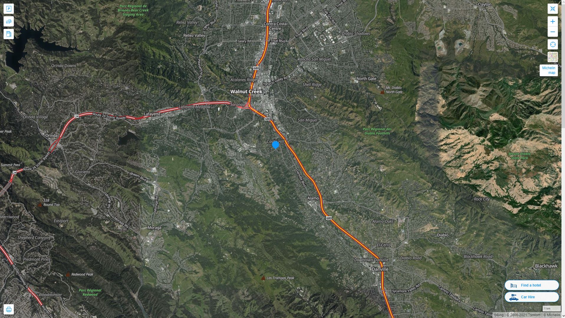 Castle Hill California Highway and Road Map with Satellite View